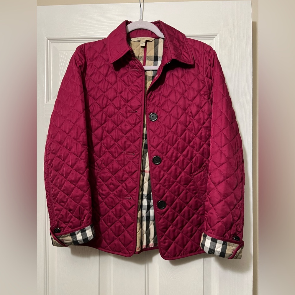 BURBERRY Brit Fuschia Nova Check Diamond Quilted Jacket